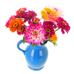 Vase Zinnias and Dahlias from the garden