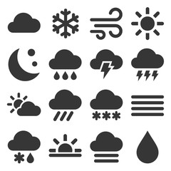 Weather Icons Set on White Background. Vector