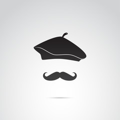 French man, artist in beret vector icon. 