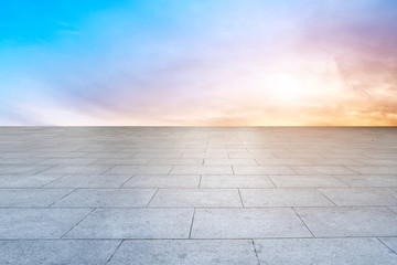 Fototapeta premium Empty square tiles and beautiful sky scenery