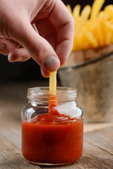 French fries and ketchup