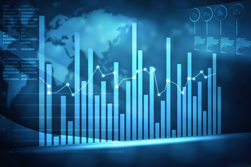 2d rendering Stock market online business concept. business Graph 