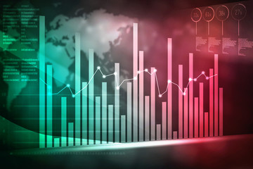 2d rendering Stock market online business concept. business Graph 