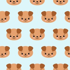 Seamless pattern with cute dogs. Vector animal background. Cute seamless pattern with puppy
