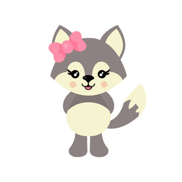 cartoon cute wolf girl vector