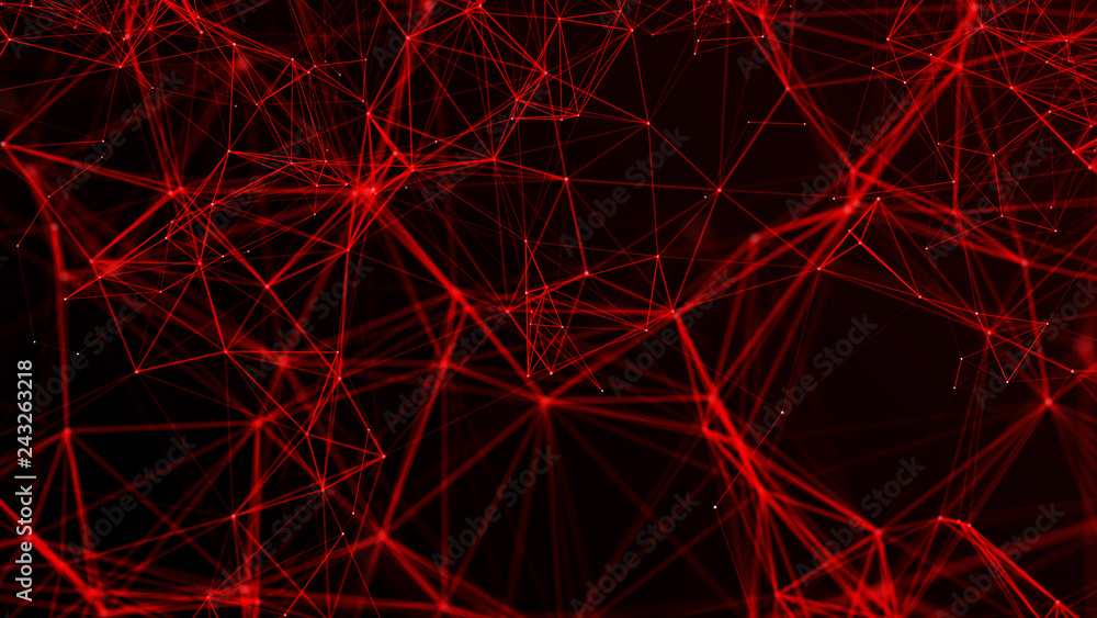 Poster abstract red polygonal space. molecular structure and communication. network connection structure. b