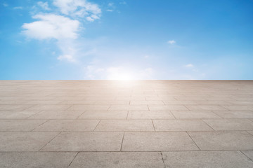 Empty square tiles and beautiful sky scenery