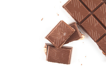chocolate pieces isolated