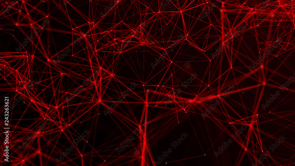 Poster abstract red polygonal space. molecular structure and communication. network connection structure. b