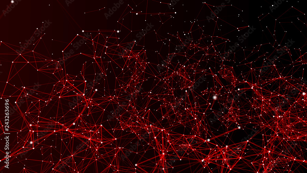Poster abstract red polygonal space. molecular structure and communication. network connection structure. b