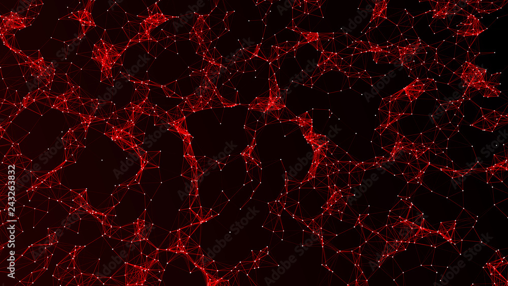 Poster abstract red polygonal space. molecular structure and communication. network connection structure. b