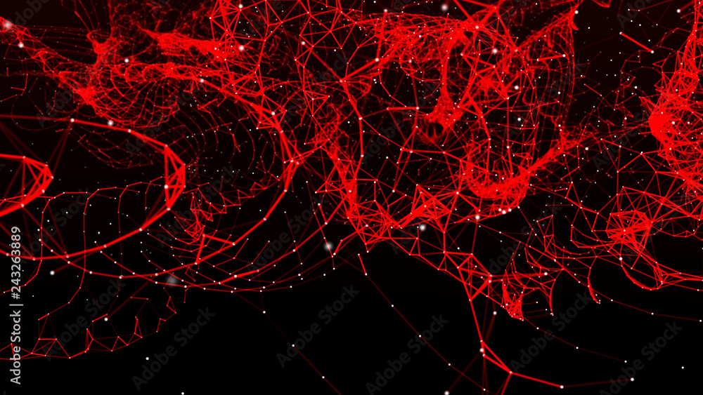 Poster abstract red polygonal space. molecular structure and communication. network connection structure. b