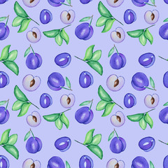pattern with plums elements
