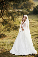 Wedding couple. Pretty bride and stylish groom.