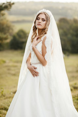 Wedding couple. Pretty bride and stylish groom.