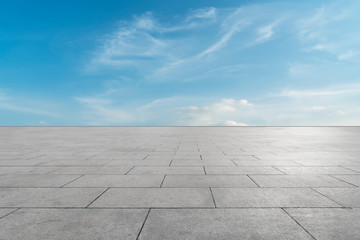 Empty square tiles and beautiful sky scenery