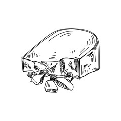 Beautiful vector hand drawn Cheese Illustration.
