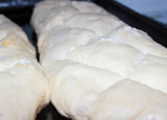 The dough for bread yeast before putting it in the oven.