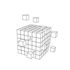 Wireframe cube from small cubes. Big Data concept.