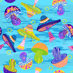 Mushrooms seamless pattern