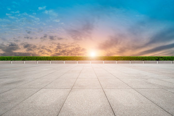 Empty square tiles and beautiful sky scenery