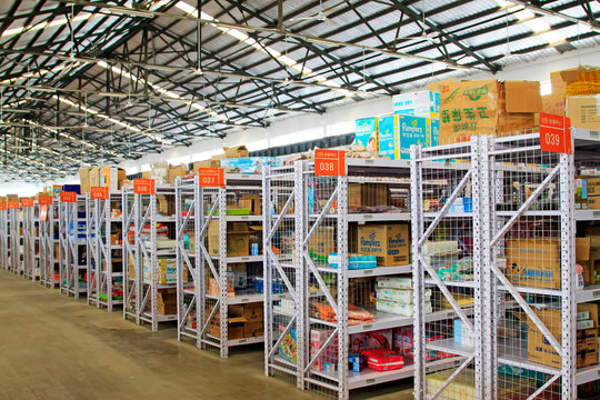 Goods on the shelf in 366 online shop storage and transportation center, China