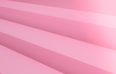 Abstract 3d rendering with pastel pink stair. Geometric 3d steps background. Pink background.