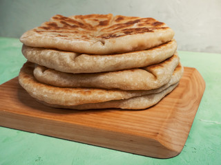 Afghan snacks. Afgan potato and scallion bread - Bolani Kachaloo.
