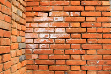 debris red brick wall