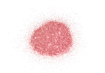 Pink glitter sparkles on white background.