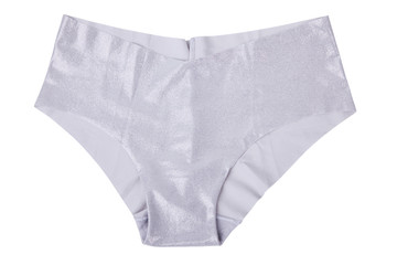 Woman underwear. Silver shimmering women panties  isolated on white background