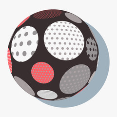 dots circles ball in retro brown red on white background