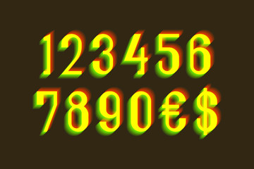 Ghostly numbers with currency signs in urban vibrant style.