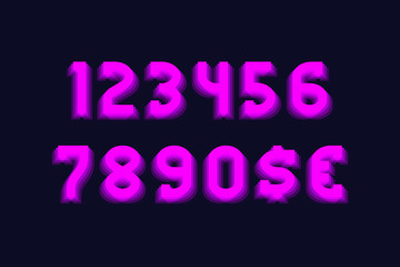 Ultra bold numbers with currency signs in urban vibrant style.