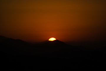 Sunset in mountains