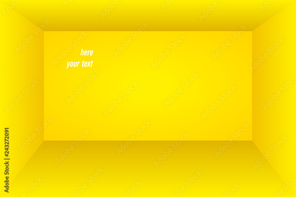 Aufkleber template yellow empty room. wall, floor and ceiling in 3d rendering