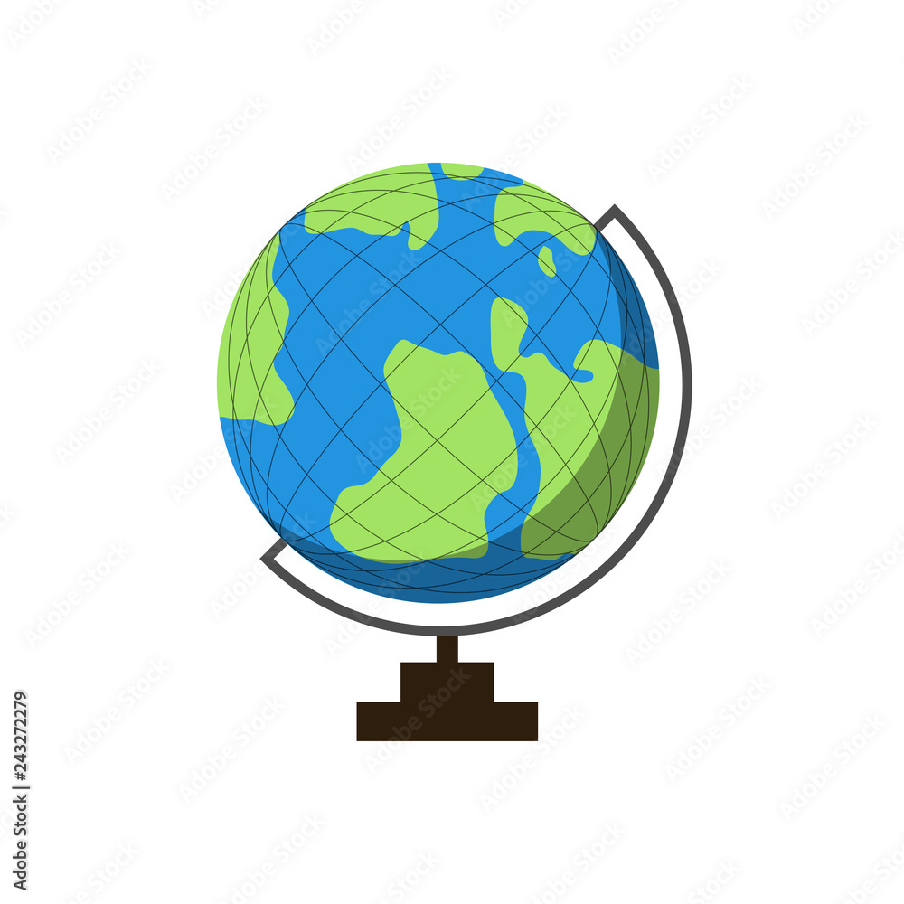 Poster globe earth in flat design on empty background
