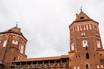 ancient castle, brick walls of the old castle, historical building