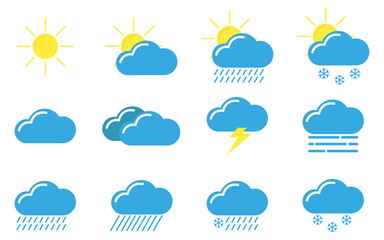 Set icons cloud weather on white background
