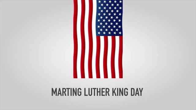 Martin Luther King Day animated footage with American flag. National celebration. Birth dates. I have a dream slogan.