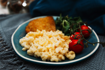 Turkey Blue Cord Coquillettes with Cheese
