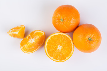 Top view of orange fruit, healthy vitamin food