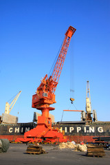 Fototapeta na wymiar Crane in tianjin port freight terminal, tianjin port, tianjin, China