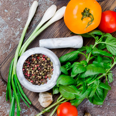 tomatoes, basil and peper spice