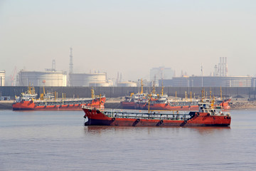 Ships in the port, in tianjin, china