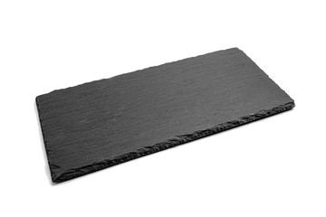 a black slate plate on a white background