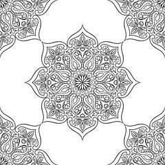 Indian ornamental seamless pattern. Ethnic folk mandala.
