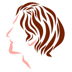 profile of a young man with brown hair, head