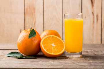 Orange Juice, Healthy lifestyle. Glass of orange juice and fruits