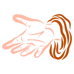 Outstretched hand, help, sermon or call, contour